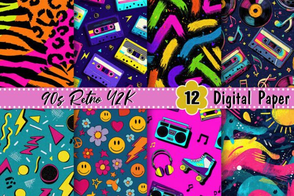 Download 90s Retro Y2K Digital Paper - 90s Collection