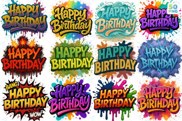 Download Happy Birthday PNG Bundle Printable - Print Collection