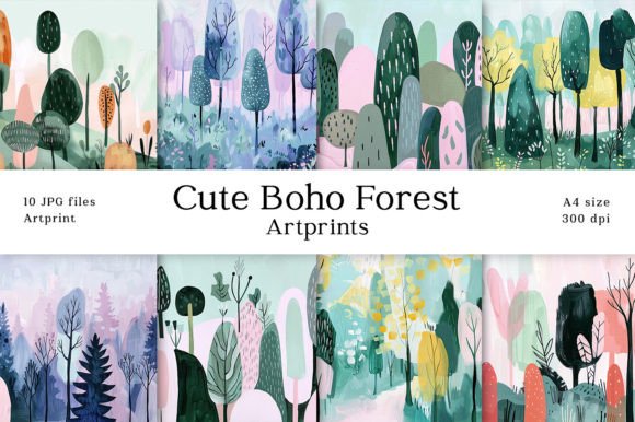 Download Cute Boho Forest Oilpaint A4 Artprints - Print Collection