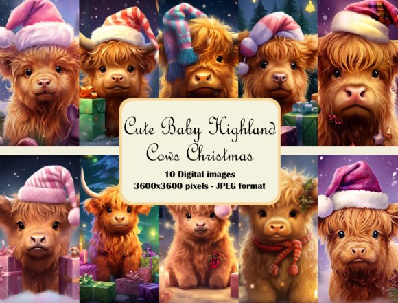 Download Cute Baby Highland Cows Christmas Bundle - Christmas bundle Collection