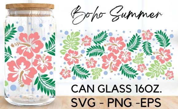 Download Floral Boho Summer Can Glass Wrap Svg - Boho summer Collection