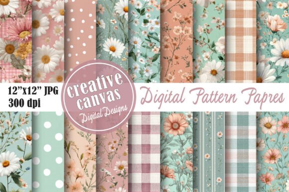 Download Coquette Daisy Floral Digital Paper - Floral digital paper Collection