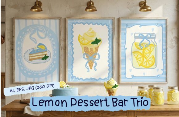 Download Lemon Dessert Art Prints Set of 3 - Print Collection
