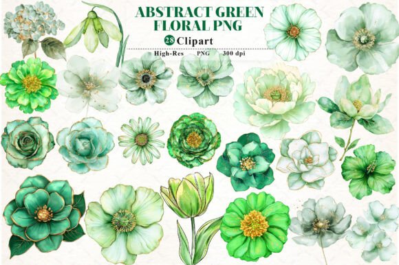 Download Abstract Green Watercolor Floral Clipart - Green Collection